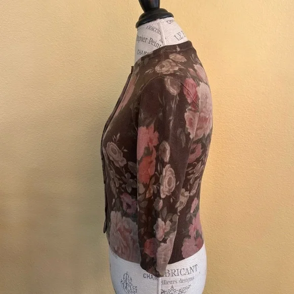 Lauren Ralph Lauren Floral Silk And Cotton Cardigan Petite Small Like New! - Picture 4 of 6